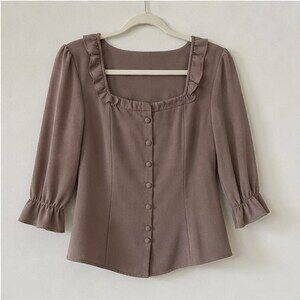 Taupe Pleated Blouse